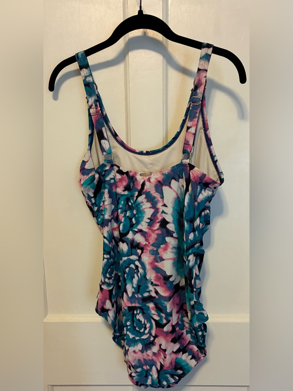 Calvin Klein Teal Pink Floral One-Piece Swimsuit - Picture 2 of 4